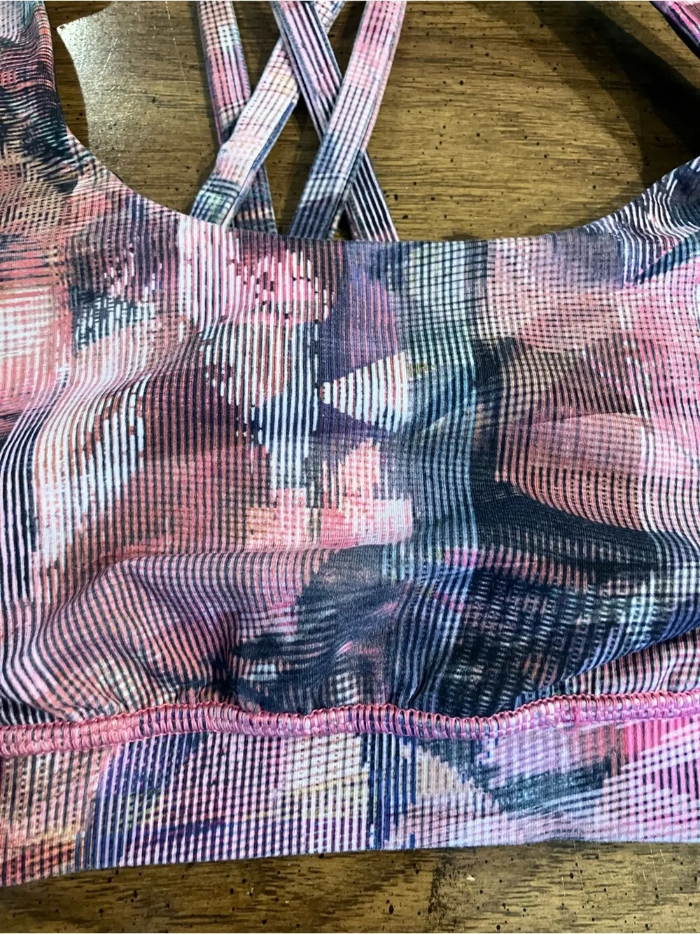 Lululemon Energy Sports Bra 6 Long Line Tank Geometric Pink Multi Print Strappy